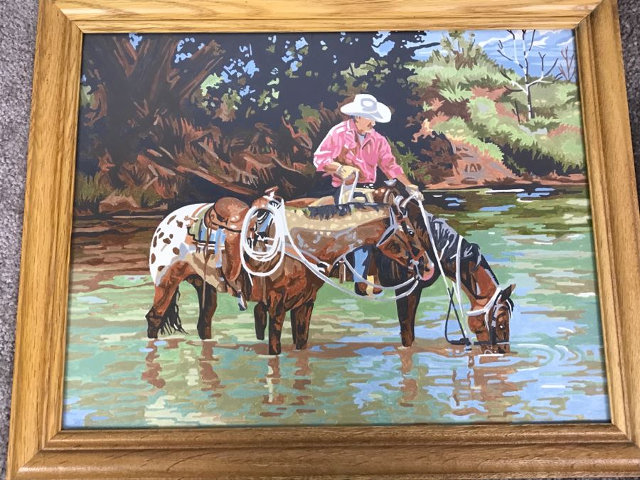 Vintage Paint By Number Cowboy On Horse
