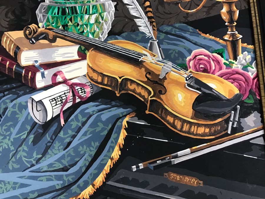 Vintage Paint By Number Violin, Piano And Candelabra [Photo 4]