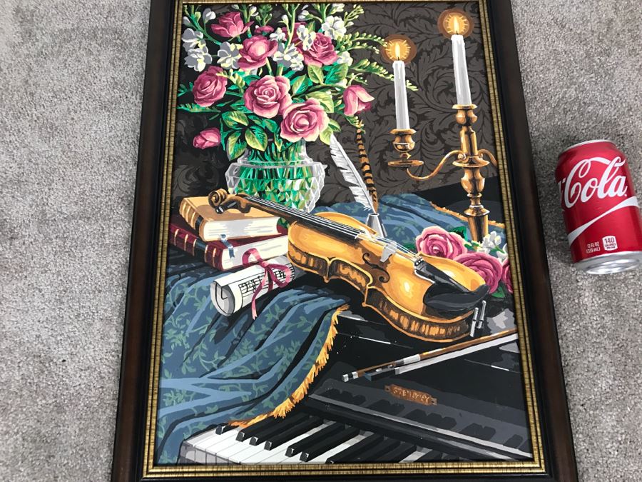 Vintage Paint By Number Violin, Piano And Candelabra [Photo 1]