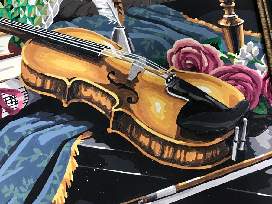 Vintage Paint By Number Violin, Piano And Candelabra [Photo 5]