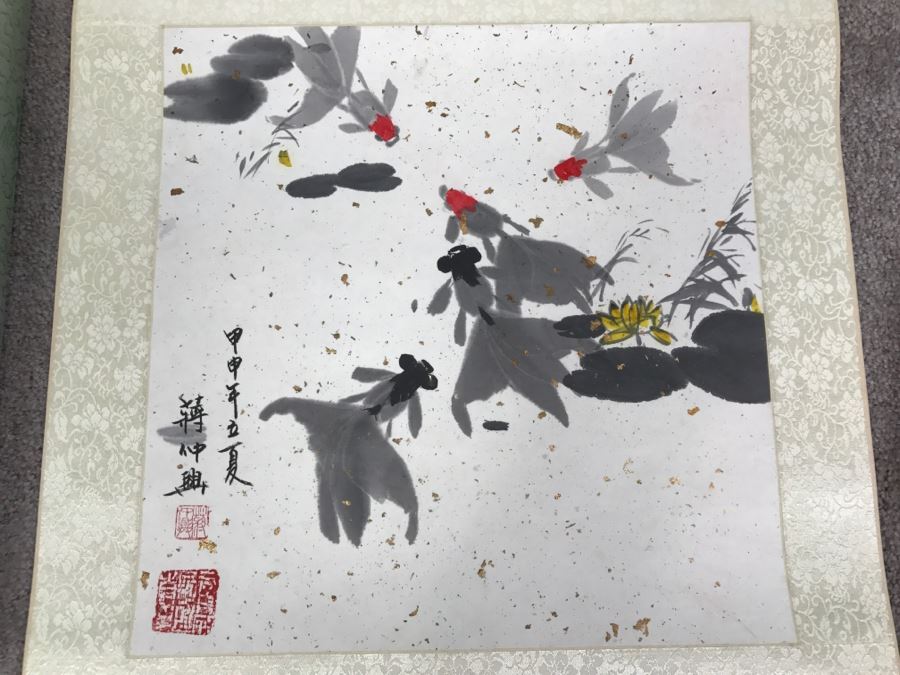 Contemporary Asian Scroll Painting Of Koi Fish [Photo 5]