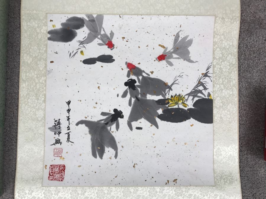 Contemporary Asian Scroll Painting Of Koi Fish [Photo 4]