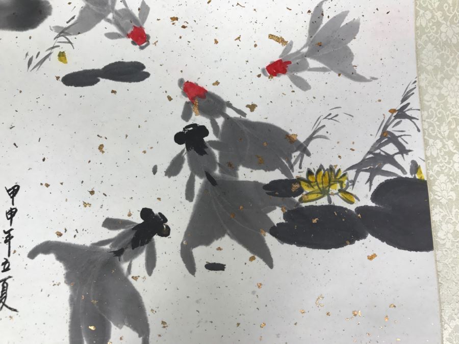 Contemporary Asian Scroll Painting Of Koi Fish [Photo 11]