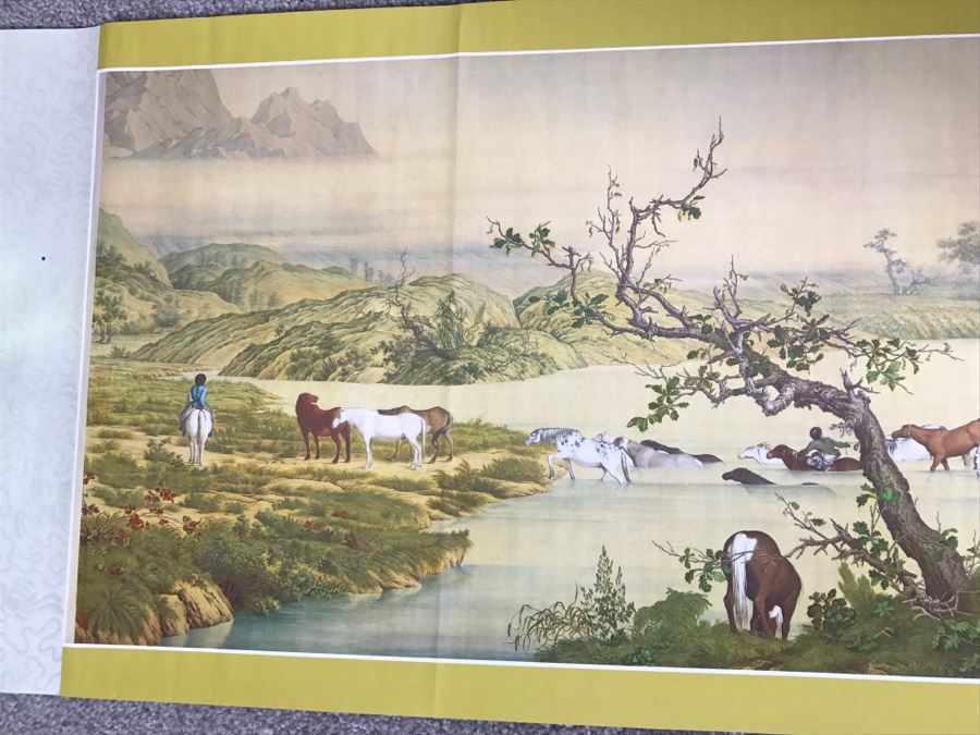 Scroll Print Of One Hundred Stallions By Lang Shih-ling (1688-1766) (Giuseppe Castiglione) Published By The National Palace Museum Taipei, Taiwan, Republic Of China In Original Box [Photo 23]