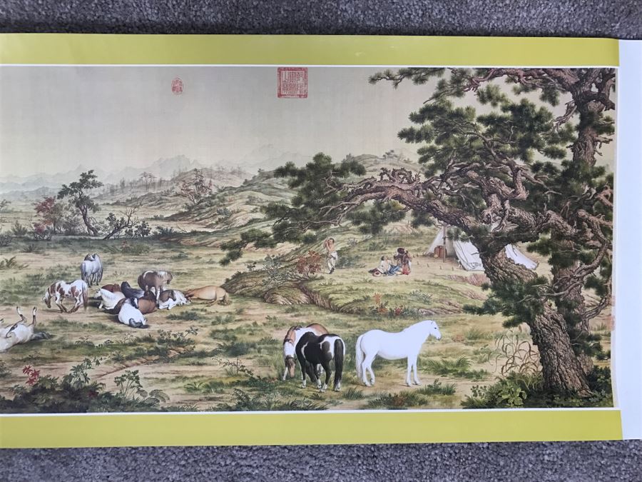 Scroll Print Of One Hundred Stallions By Lang Shih-ling (1688-1766) (Giuseppe Castiglione) Published By The National Palace Museum Taipei, Taiwan, Republic Of China In Original Box [Photo 10]