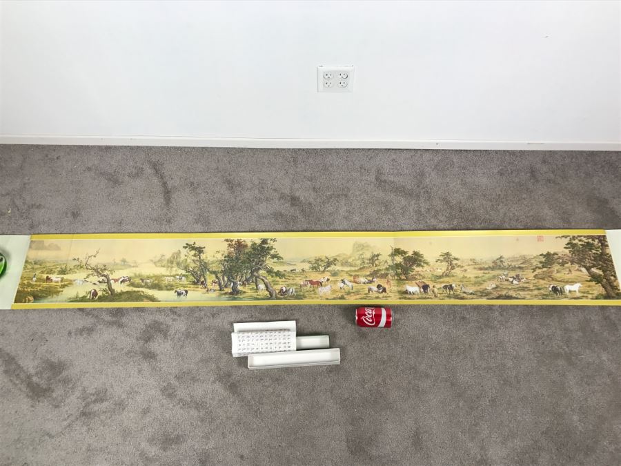 Scroll Print Of One Hundred Stallions By Lang Shih-ling (1688-1766) (Giuseppe Castiglione) Published By The National Palace Museum Taipei, Taiwan, Republic Of China In Original Box [Photo 1]