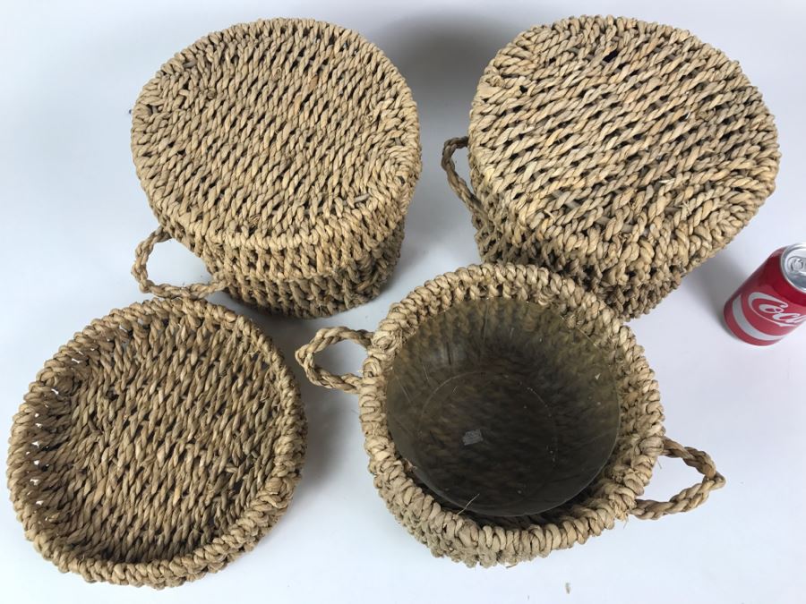 Set Of 3 Lidded Baskets Planters [Photo 3]