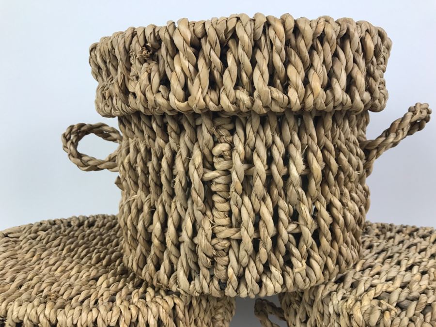 Set Of 3 Lidded Baskets Planters [Photo 2]