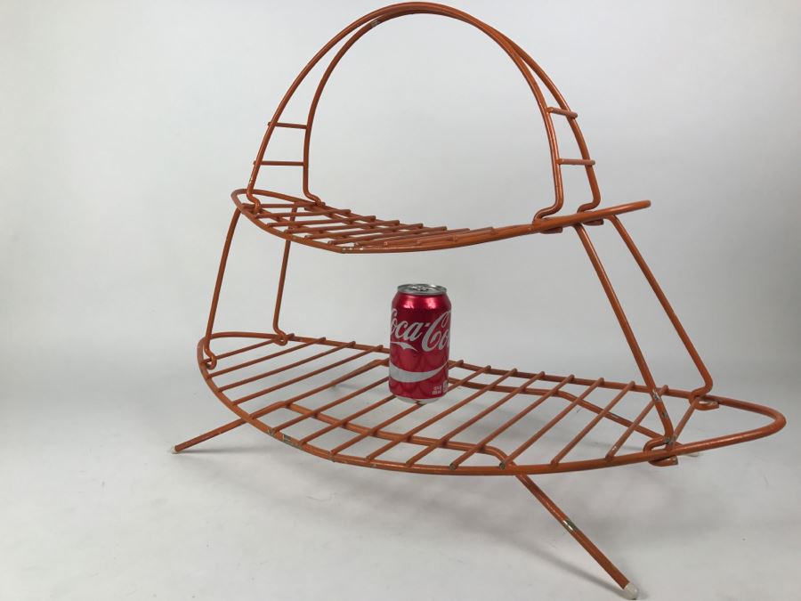 Mid-Century Modern Orange Metal Surfboard Magazine Rack 2'4'W X 1'9'H X 1'2'D [Photo 9]