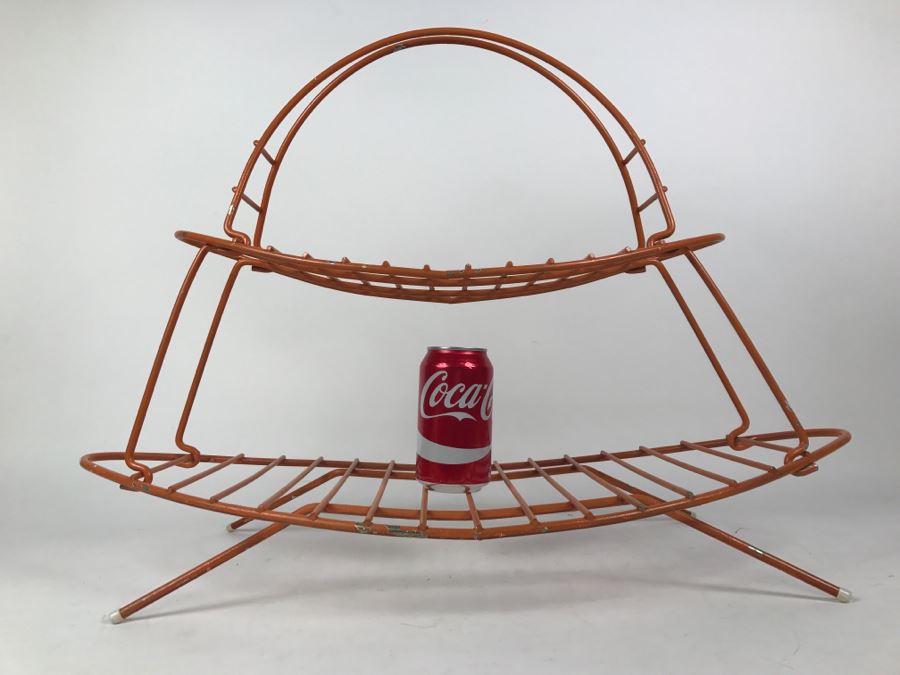 Mid-Century Modern Orange Metal Surfboard Magazine Rack 2'4'W X 1'9'H X 1'2'D [Photo 10]
