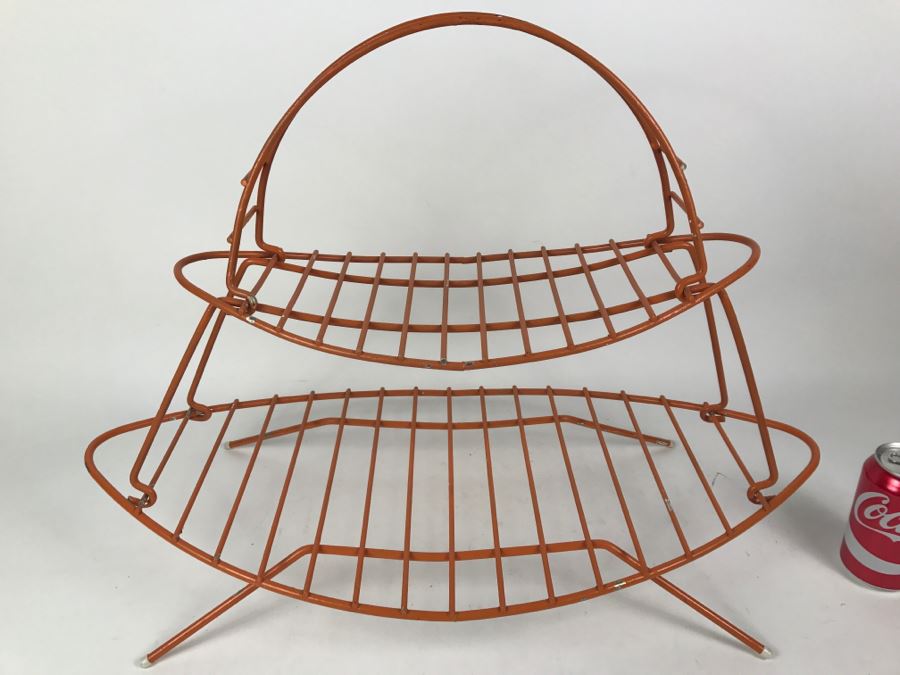 Mid-Century Modern Orange Metal Surfboard Magazine Rack 2'4'W X 1'9'H X 1'2'D [Photo 3]