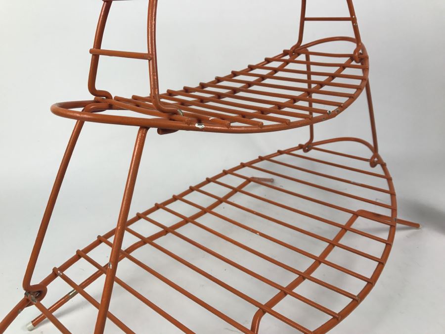 Mid-Century Modern Orange Metal Surfboard Magazine Rack 2'4'W X 1'9'H X 1'2'D [Photo 6]
