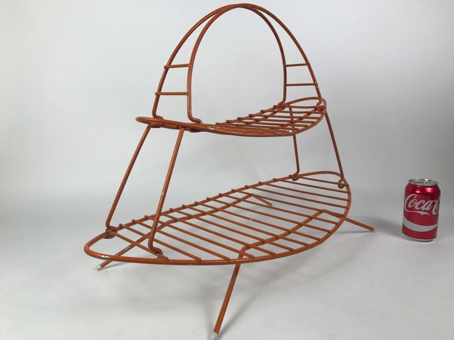 Mid-Century Modern Orange Metal Surfboard Magazine Rack 2'4'W X 1'9'H X 1'2'D [Photo 4]