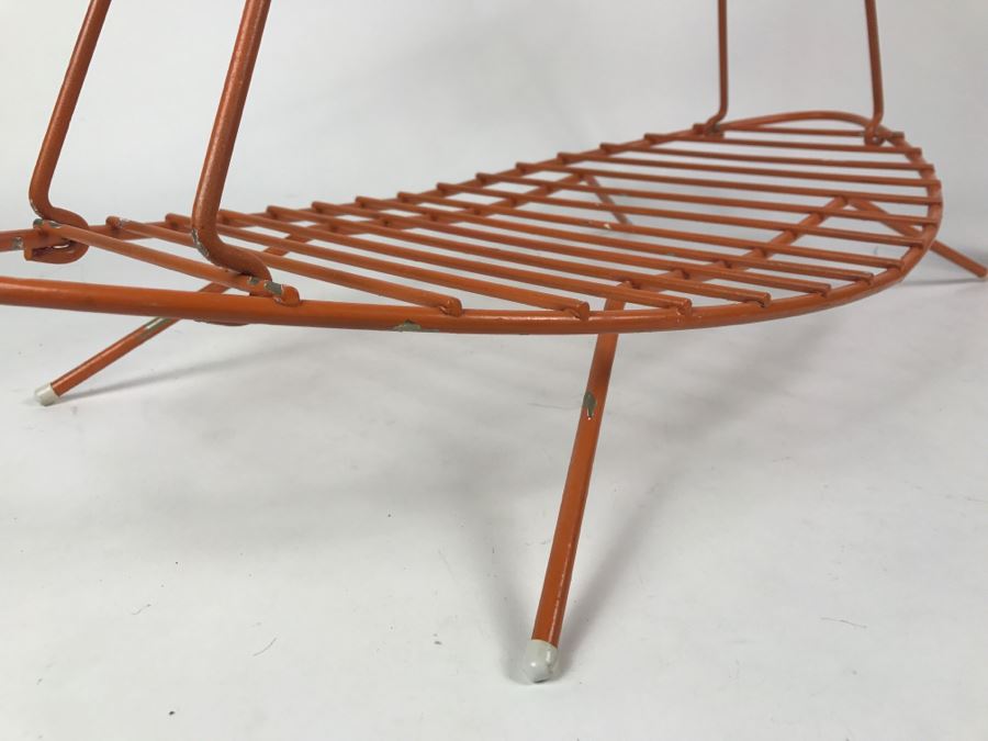Mid-Century Modern Orange Metal Surfboard Magazine Rack 2'4'W X 1'9'H X 1'2'D [Photo 5]