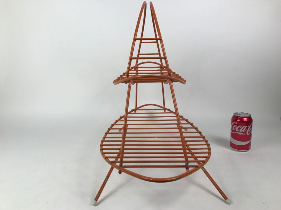 Mid-Century Modern Orange Metal Surfboard Magazine Rack 2'4'W X 1'9'H X 1'2'D [Photo 7]