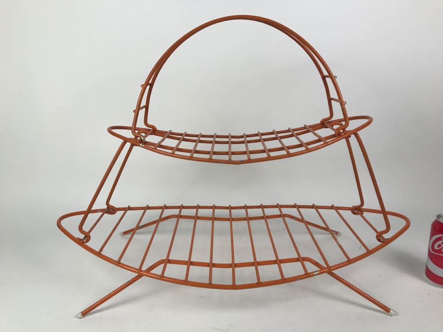 Mid-Century Modern Orange Metal Surfboard Magazine Rack 2'4'W X 1'9'H X 1'2'D [Photo 2]