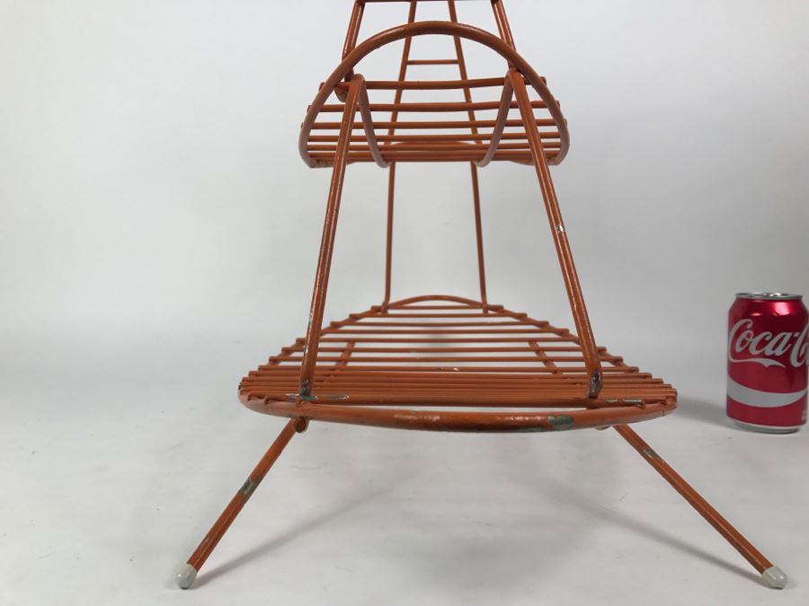 Mid-Century Modern Orange Metal Surfboard Magazine Rack 2'4'W X 1'9'H X 1'2'D [Photo 8]