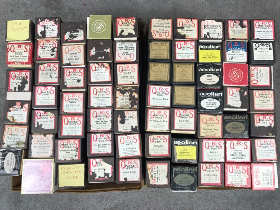 (2) Boxes Of Various Vintage Piano Rolls For Player Piano
