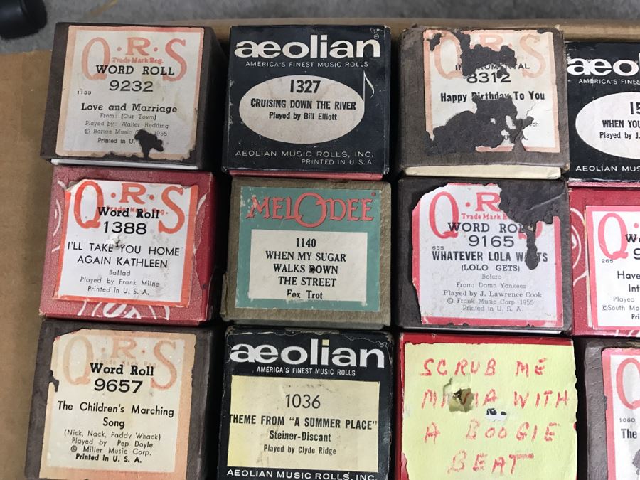 Box Of Various Vintage Piano Rolls For Player Piano [Photo 2]