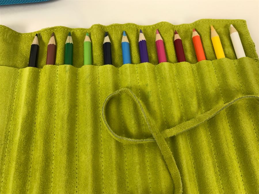 Various Japanese Items Plus Colored Pencils With Leather Carrying Case [Photo 5]