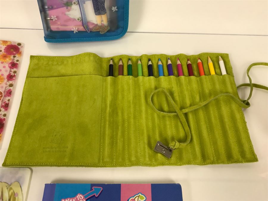 Various Japanese Items Plus Colored Pencils With Leather Carrying Case [Photo 4]