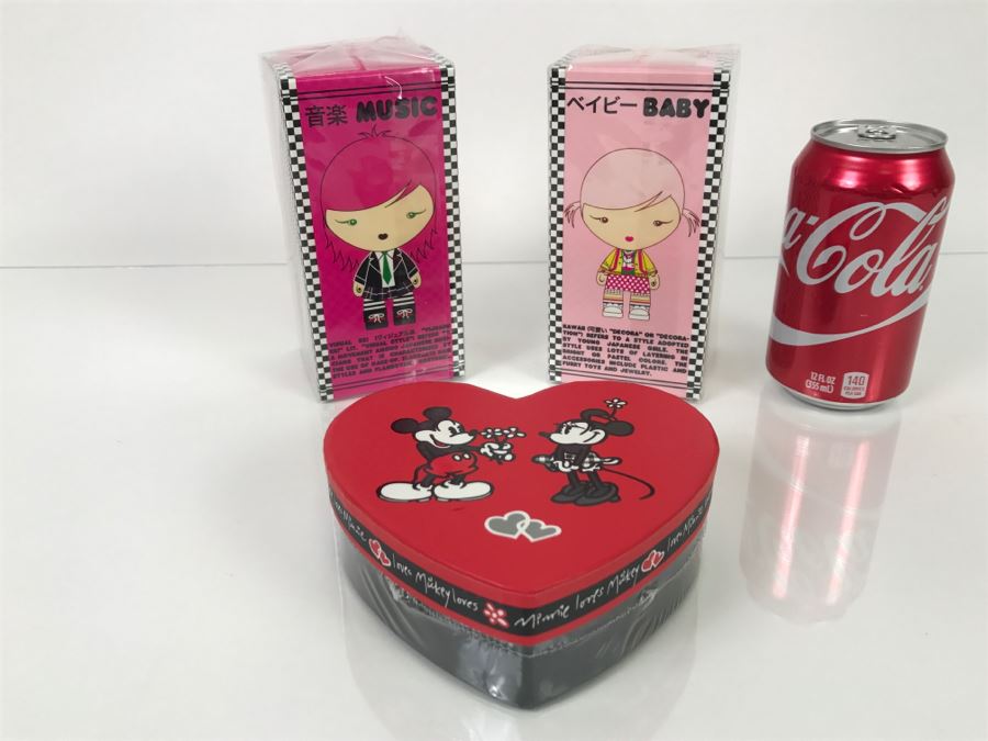 Pair Of New Japanese Fragrances Harajuku Lovers Plus Mickey Mouse And Minnie Mouse Valentines Heart Shaped Box [Photo 1]
