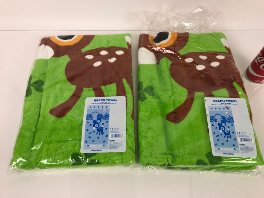 Pair Of New Beach Towels Deery-Lou The Cheerful Pawn By Sanrio  [Photo 1]