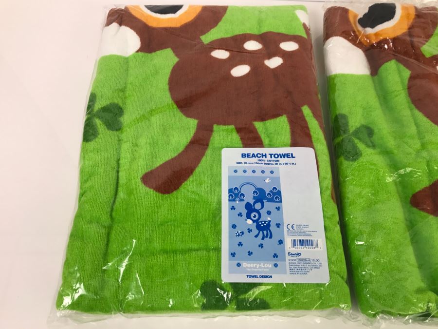 Pair Of New Beach Towels Deery-Lou The Cheerful Pawn By Sanrio  [Photo 2]