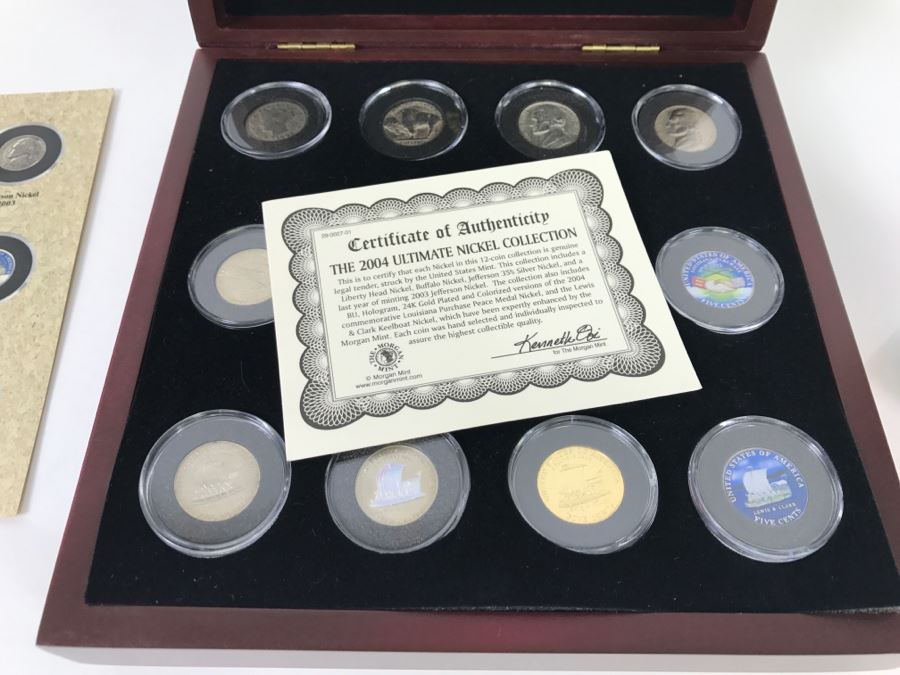 The Morgan Mint 2004 Ultimate Nickel Collection 12-Coin Collection In Presentation Box Liberty Head Nickel, Buffalo Nickel, 24K Gold Plated Nickel And More [Photo 1]