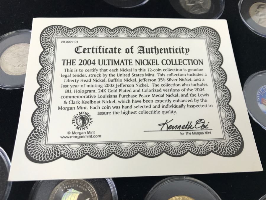 The Morgan Mint 2004 Ultimate Nickel Collection 12-Coin Collection In Presentation Box Liberty Head Nickel, Buffalo Nickel, 24K Gold Plated Nickel And More [Photo 6]