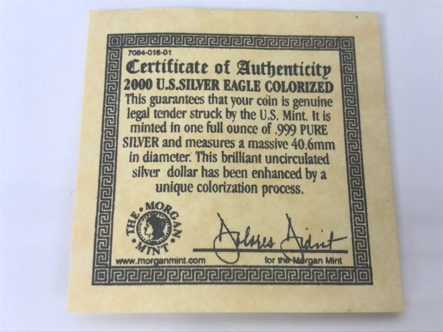 The Morgan Mint 2000 U.S. Silver Eagle Colorized 1Oz .999 Pure Silver And Hologram Silver Eagle 1Oz .999 Pure Silver [Photo 5]