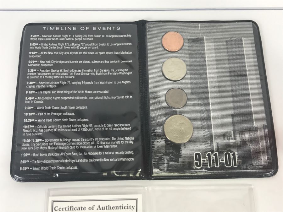 9/11/01 Coins With Timeline Of Events From The Merrick Mint And 9/11 Coin From Premier Collectibles [Photo 2]