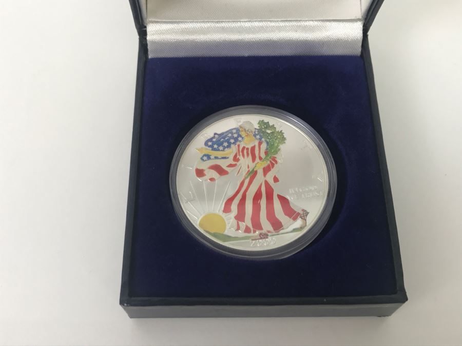 2000 Colorized Silver Bullion American Eagle Coin .999 Fine Silver American Historic Society [Photo 8]