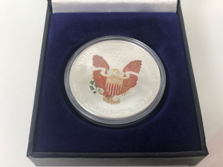 2000 Colorized Silver Bullion American Eagle Coin .999 Fine Silver American Historic Society [Photo 2]