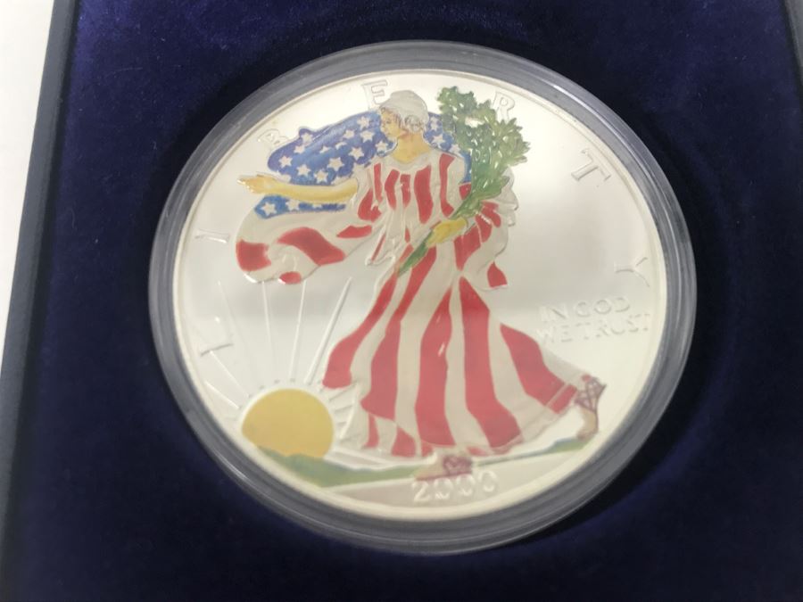2000 Colorized Silver Bullion American Eagle Coin .999 Fine Silver American Historic Society [Photo 9]