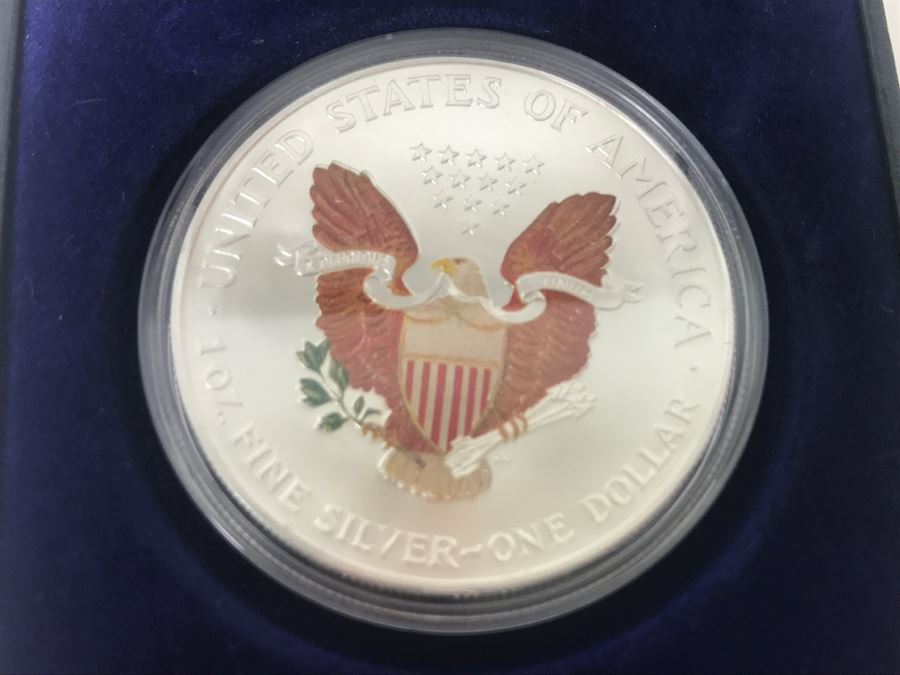2000 Colorized Silver Bullion American Eagle Coin .999 Fine Silver American Historic Society [Photo 3]