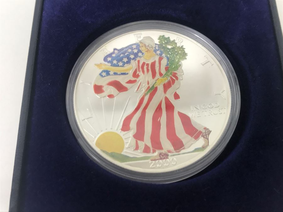 2000 Colorized Silver Bullion American Eagle Coin .999 Fine Silver American Historic Society [Photo 10]