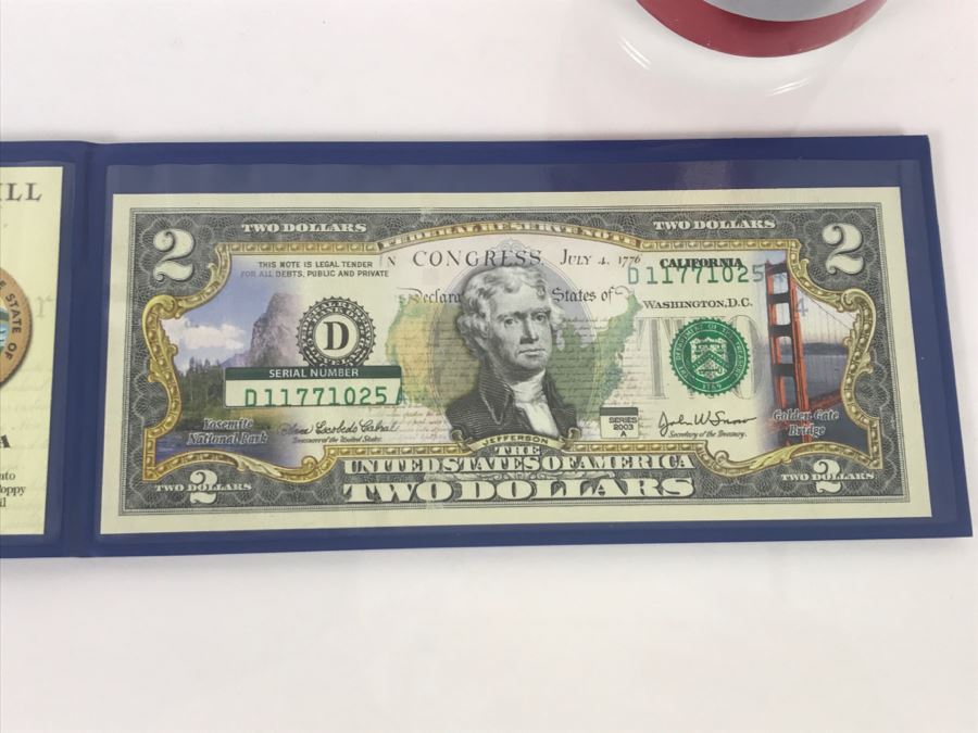 Colorized U.S. Bank Note With Security Features $2 Bill California Merrick Mint [Photo 4]