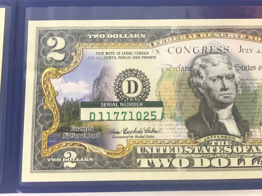 Colorized U.S. Bank Note With Security Features $2 Bill California Merrick Mint [Photo 5]