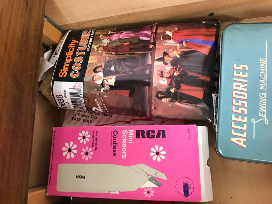 Strommen Bruk Hamar Norway Wooden Fold Out Sewing Box With Sewing Supplies - Note Damage To One Of The Wooden Slats [Photo 13]