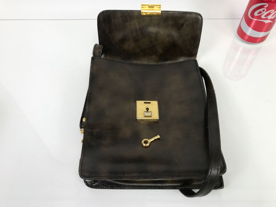 Brown Leather Vintage Handbag With Lock And Key [Photo 6]