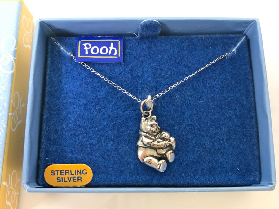 Winnie The Pooh Sterling Silver Pendant And Necklace New In Box