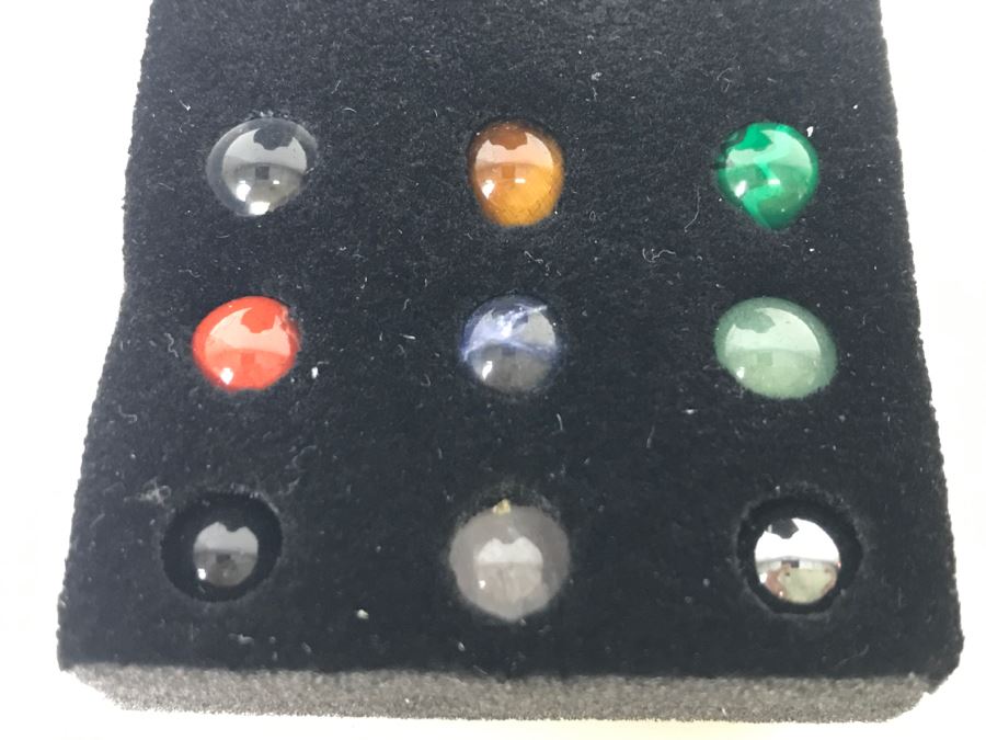 Sterling Silver Pendant Necklace With Various Interchangeable Round Polished Stones [Photo 11]