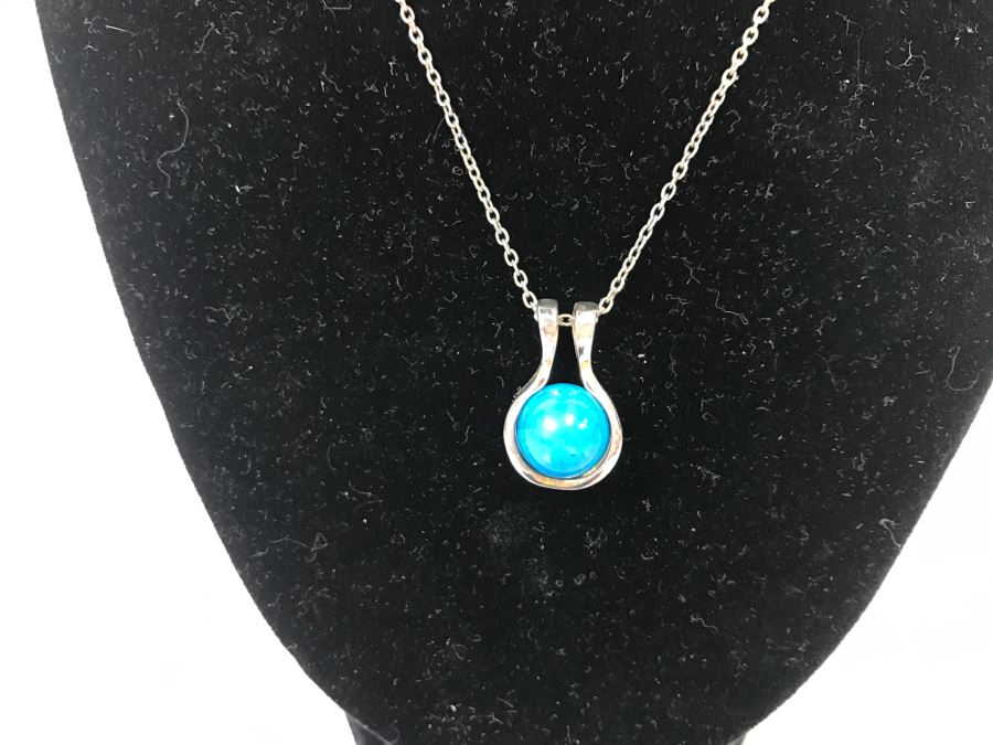 Sterling Silver Pendant Necklace With Various Interchangeable Round Polished Stones [Photo 6]