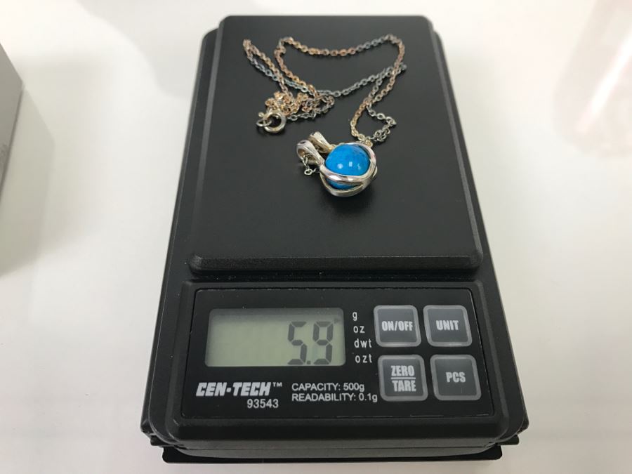 Sterling Silver Pendant Necklace With Various Interchangeable Round Polished Stones [Photo 10]