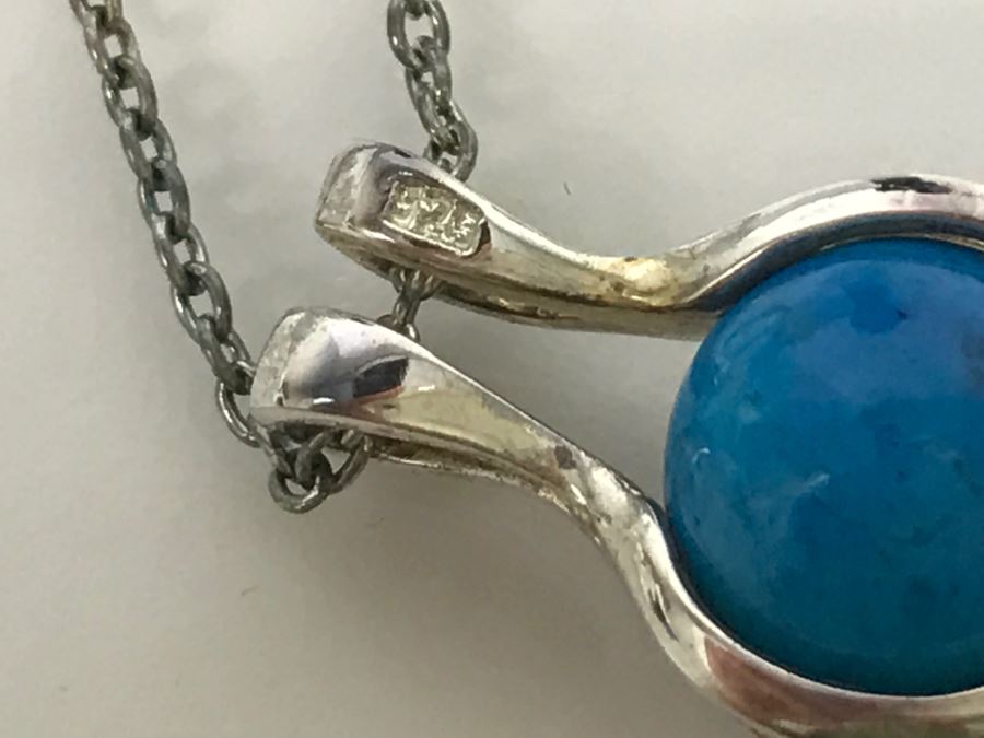 Sterling Silver Pendant Necklace With Various Interchangeable Round Polished Stones [Photo 8]