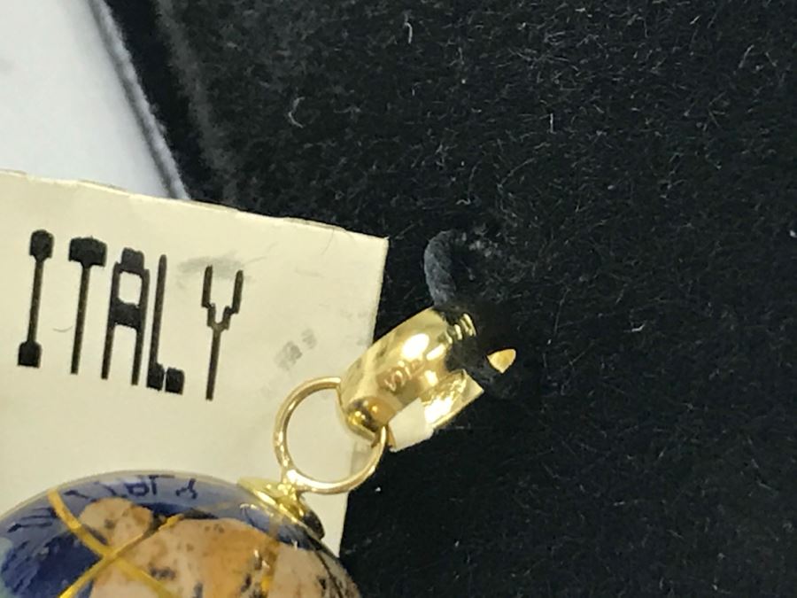 14k Yellow Gold Michael Anthony Inlaid Gemstone Globe Pendant Made In Italy [Photo 7]