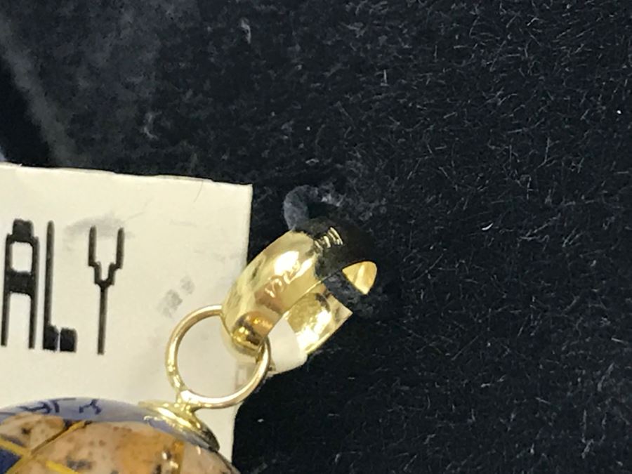 14k Yellow Gold Michael Anthony Inlaid Gemstone Globe Pendant Made In Italy [Photo 9]