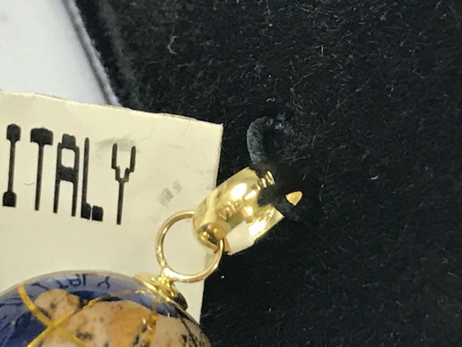14k Yellow Gold Michael Anthony Inlaid Gemstone Globe Pendant Made In Italy [Photo 6]