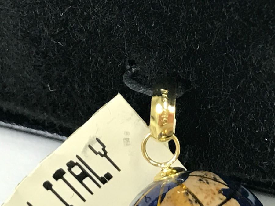 14k Yellow Gold Michael Anthony Inlaid Gemstone Globe Pendant Made In Italy [Photo 8]